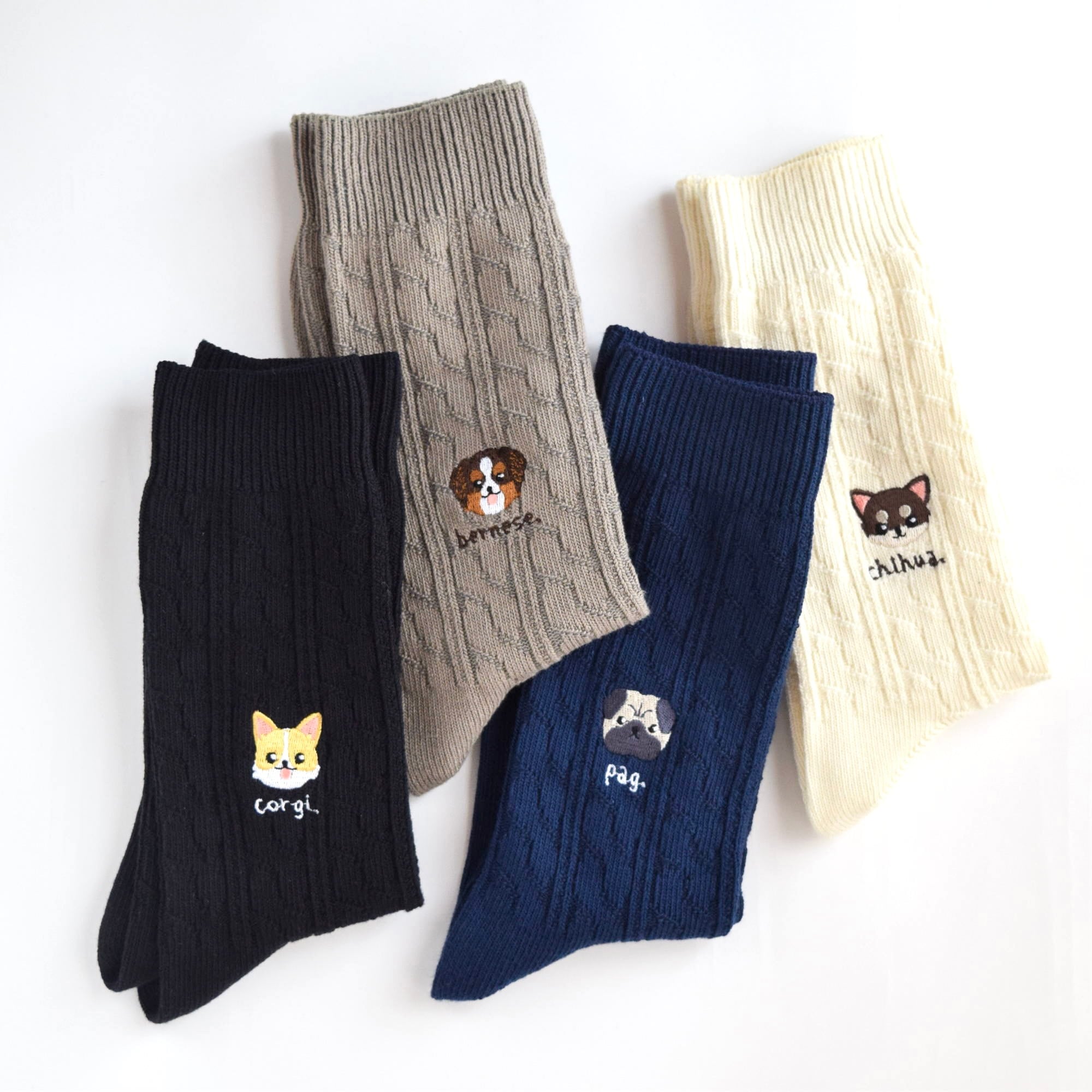3足セット】選べる犬74種！メンズ刺繍ソックス【選べる4色】靴下