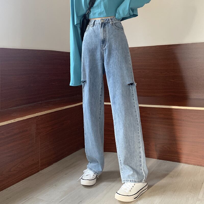 ジーンズ スプリングハイウェストウェストパンツ ルーズ 春物 萌量不足71553703651