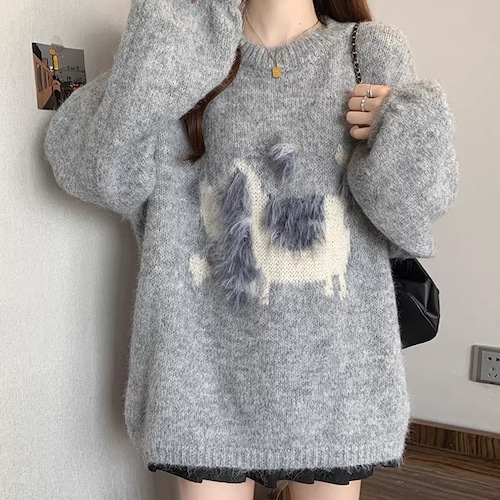 アニマルジャガードクルーネックプルオーバー ・74432