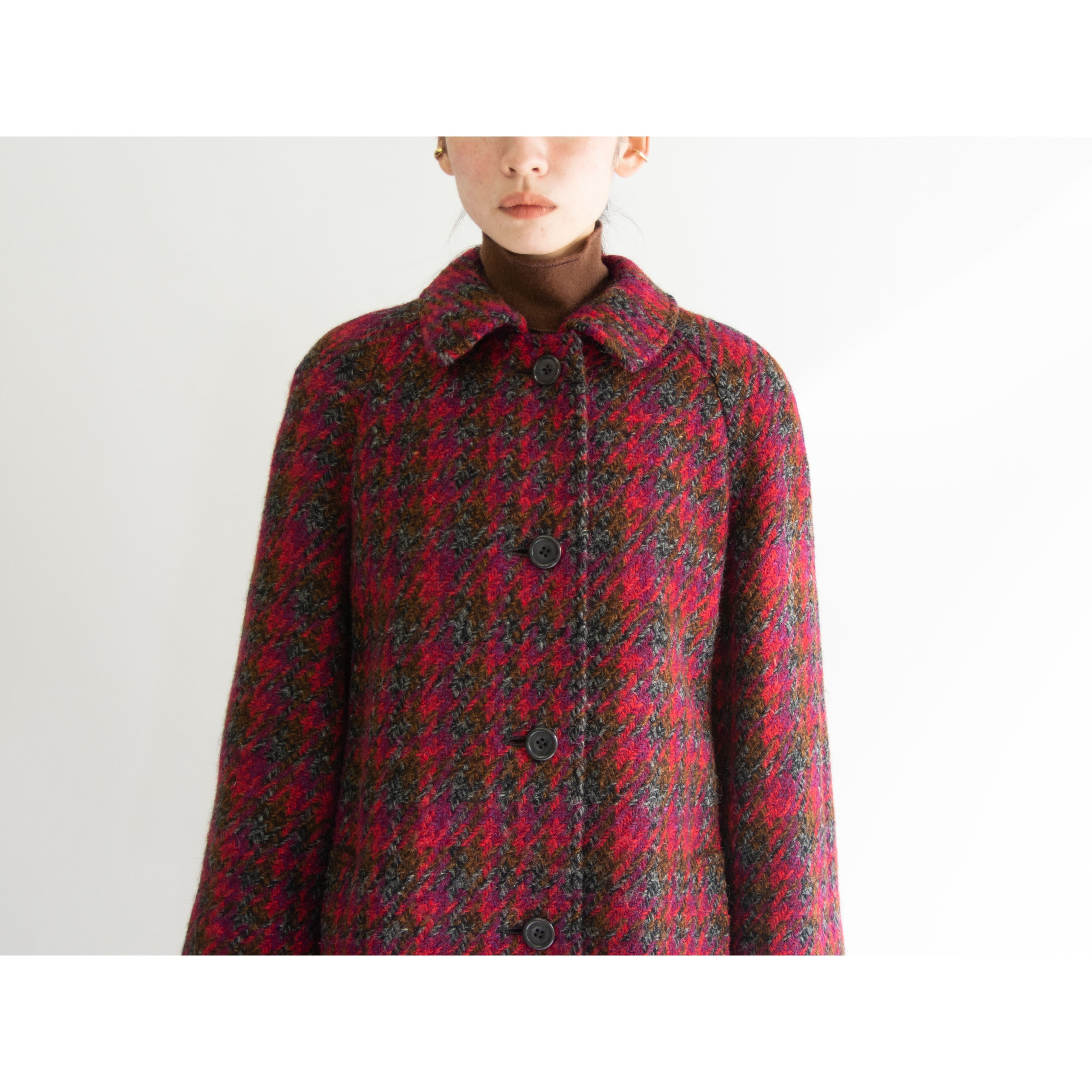 Aquascutum】Made in England 100% Wool Tweed Long Coat（アクア