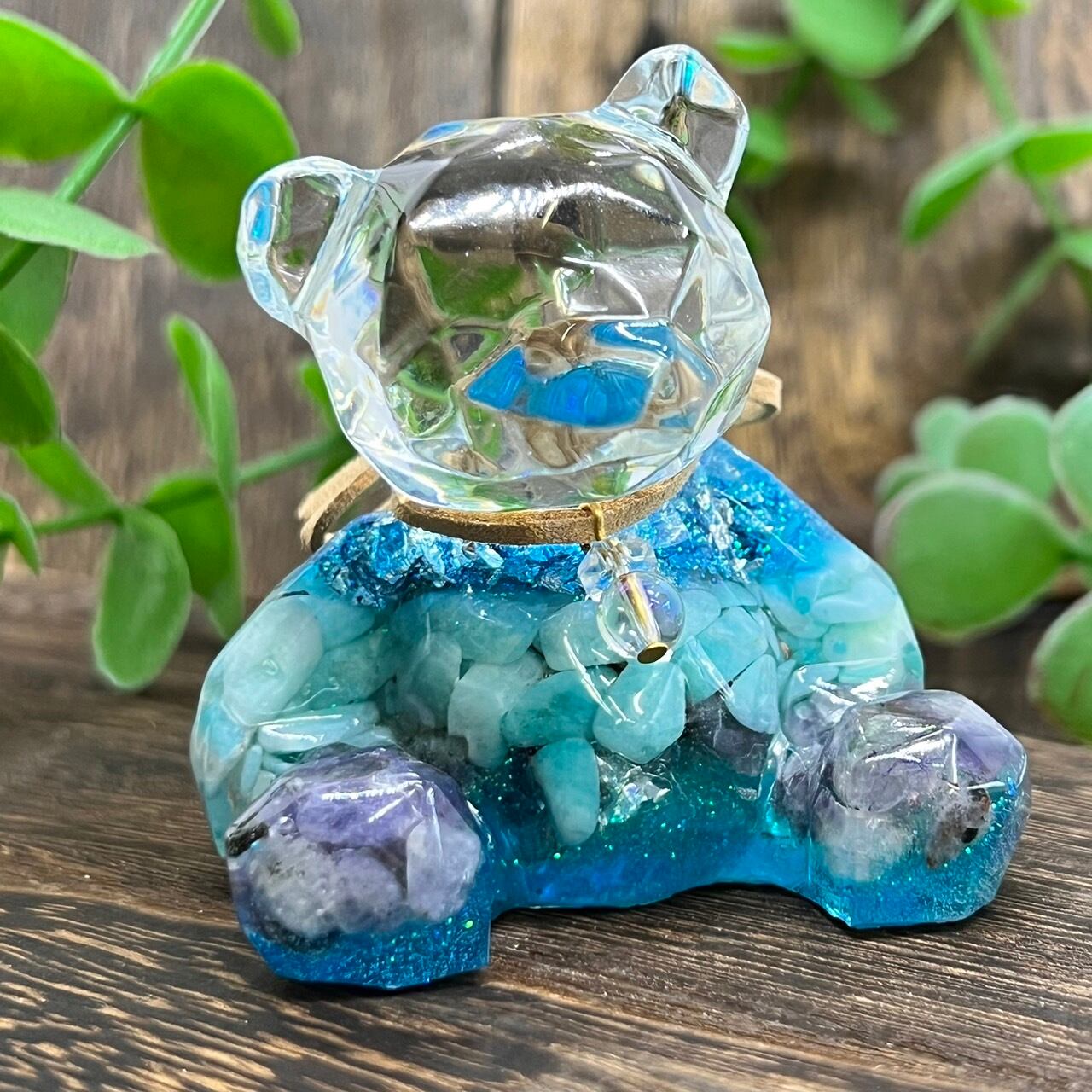 こぐまのオルゴナイト アマゾナイト&タンザナイト 首飾り付き