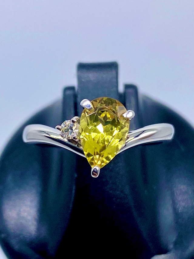 【3日以内返品可（※カード/キャリア決済の場合）】イエロートルマリン 1.33ct / ダイヤモンド 計0.05ct  Pt900 リング 【リフレッシュメント(新品仕上げ・補修・洗浄等済)】