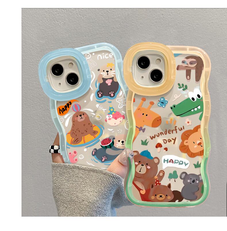 iPhone15対応】アニマル大集合◎3色から選べる ウェーブフレーム