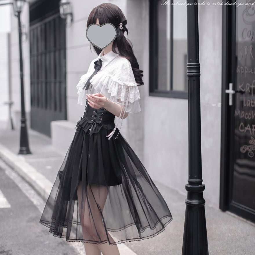 ハンドメイド　ロリィタ　ブラウス+スカート　黒 Black】 ホビー・楽器・アート ハンドメイド ロリィタ ブラウス+