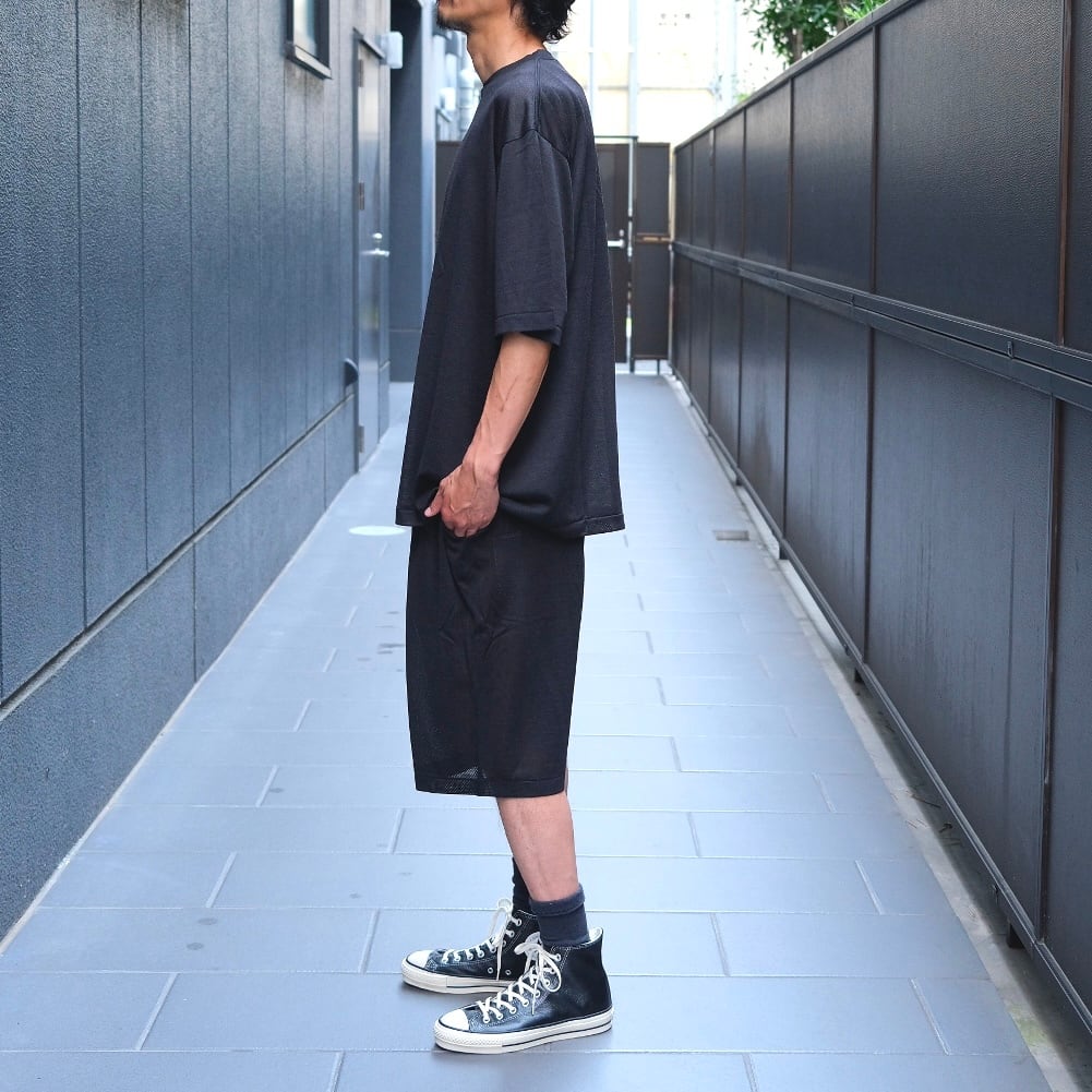 COMOLI(コモリ) /ウールメッシュ半袖Tシャツ -CHARCOAL-(B01-05032