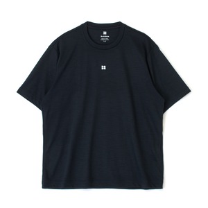 高機能ウール素材  short sleeve t-shirt　navy    mark(white)　Ba24-015
