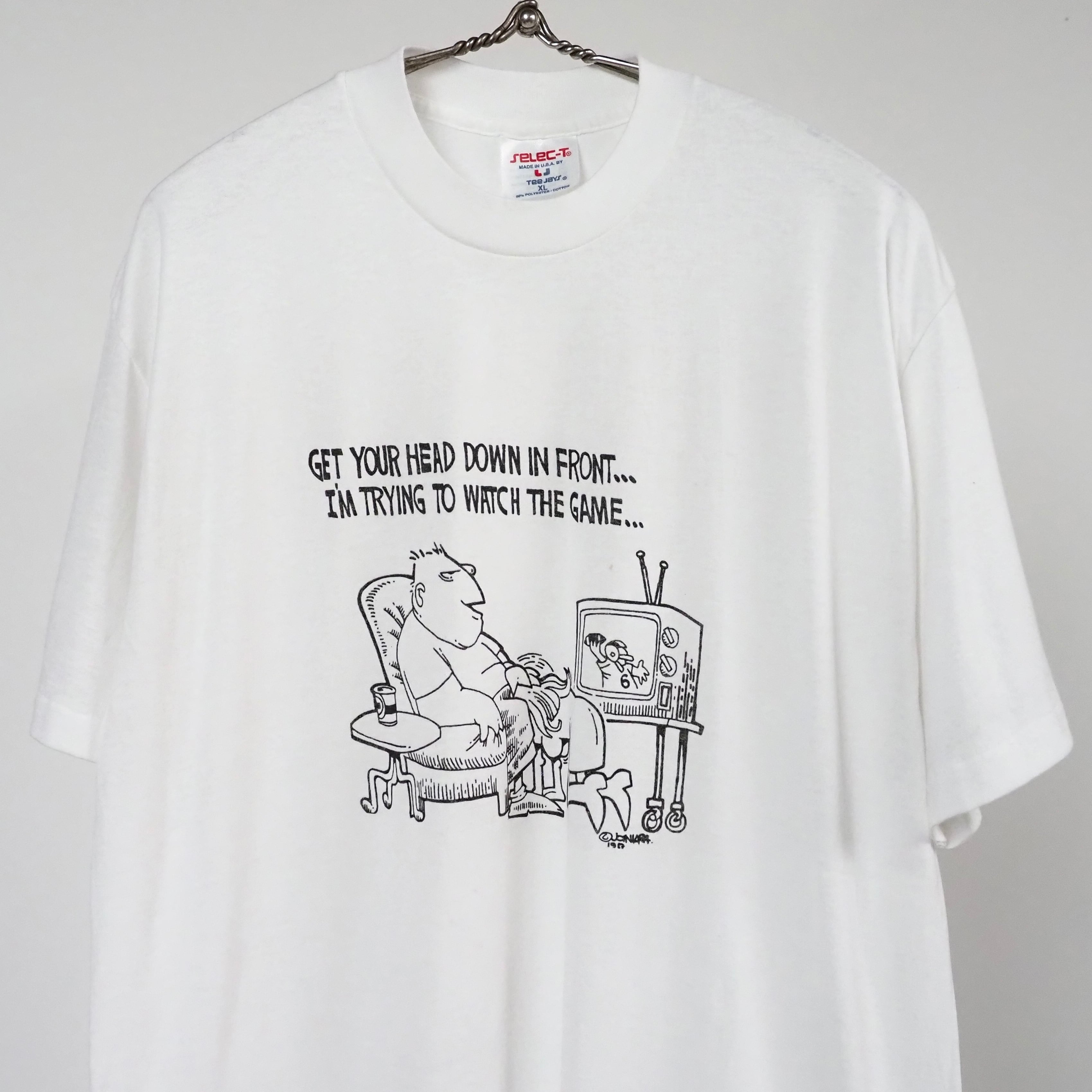 雰囲気最高‼︎ 70'S 両面染み込みプリントT シャツ ホワイト 80's Funny Print Vulgar Sex T-Shirt XL TeeJays USA製 ファニー