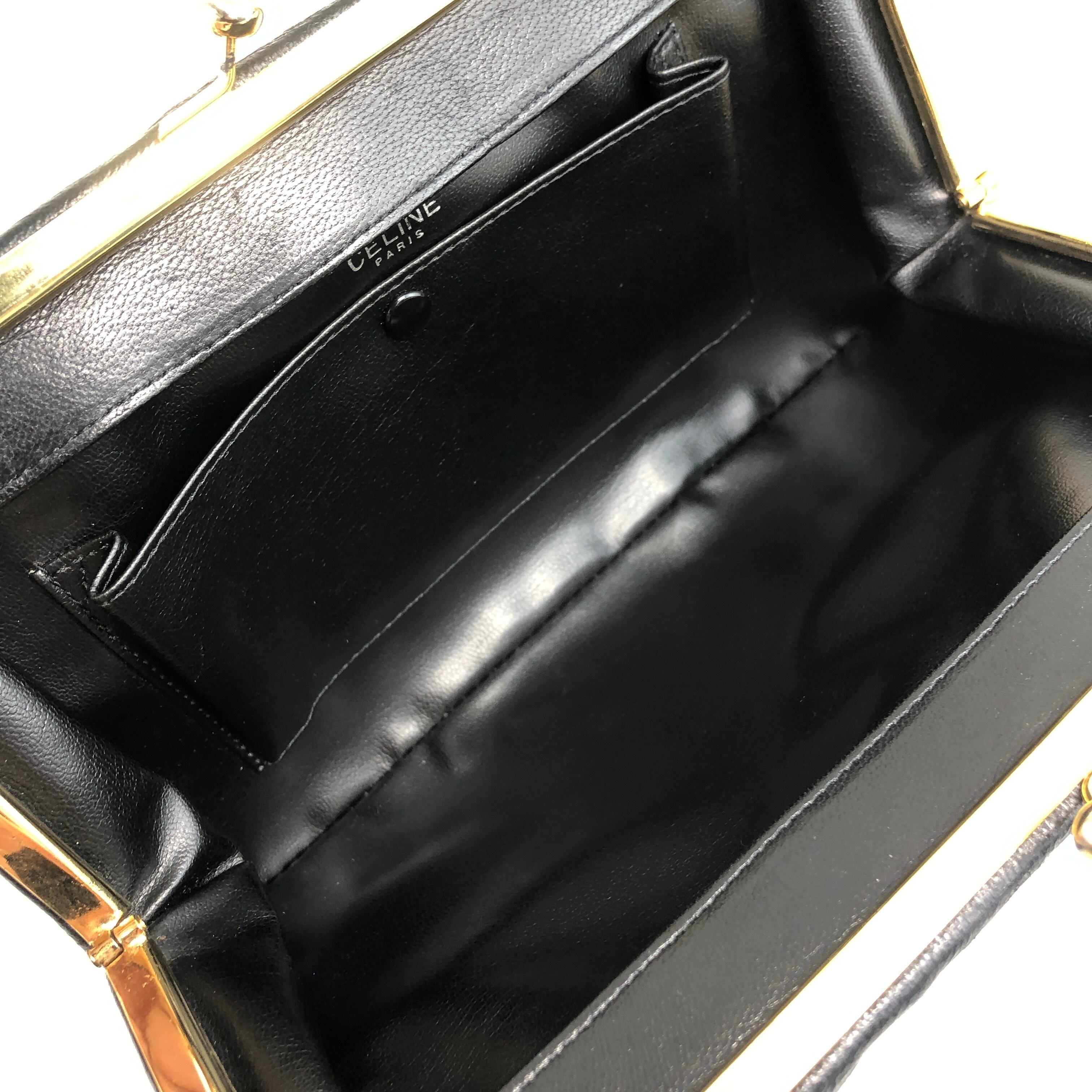 CELINE セリーヌ ショルダーバッグ ブラック ブラゾン レザー がま口