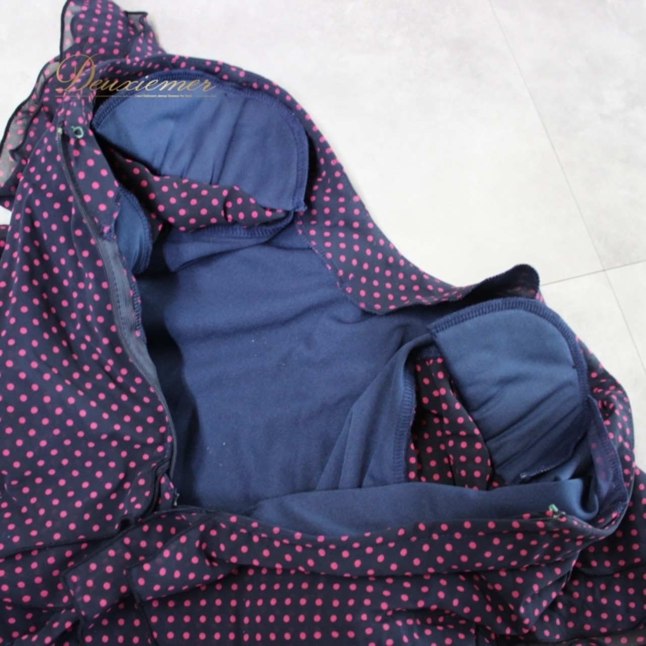 社交ダンス 衣装 スタンダード 上下セット ツーピース レッスンウェア パーティ衣装 水玉 ドット パープル系 SEKINE セキネ 紫 ピンク系 レトロ かわいい 可愛い 結婚式 おしゃれ ファッション ダンス レッスン用 プレゼント ギフト 謝恩会 大人用 軽量 伸縮性 素材 ポリエステル レディース 9号 M サイズ セットアップ 2点 体型カバー ステージ衣装