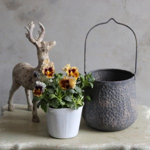 植木鉢　ハングラウンドポットDGY　吊り下げもできる２WAY　シャビーシック穴あり　UF533