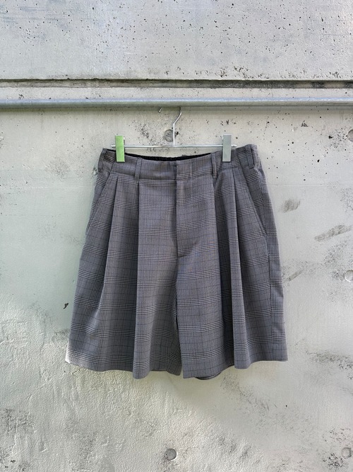 『VOAAOV』Chic Tech Wide Short Slacks / CHARCOAL CHECK