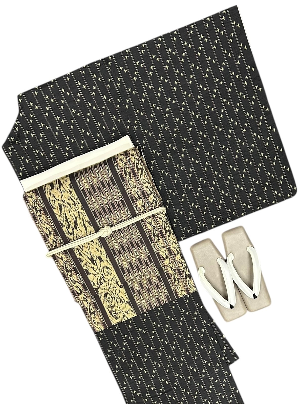 名古屋帯 ミンサー織 生成り色地 長さ 377㎝ Q4440 | 着物 ひょうたん堂