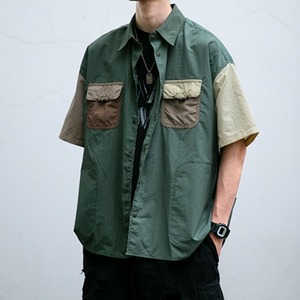 Patchwork Oversize Short Sleeve Shirt [2091]