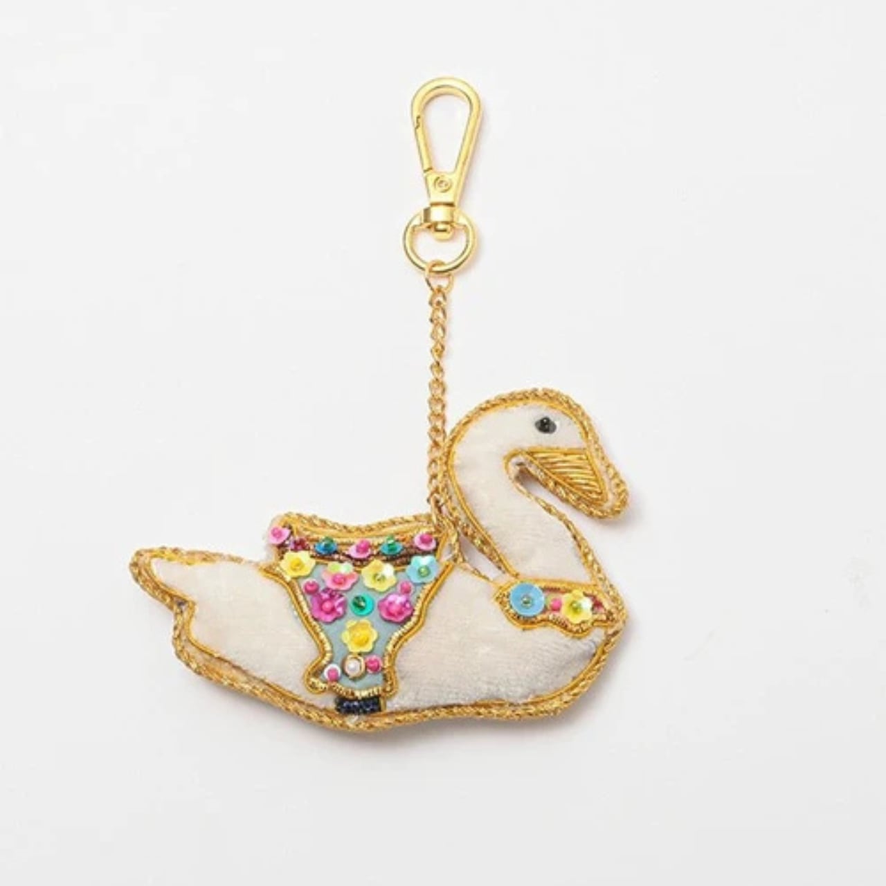 【COTTAGE】ザリ刺繍 アニマル バッグチャーム／キーホルダー｜パンダ・ウサギ・スワン・ウシ