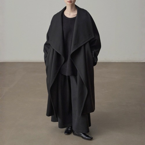 Drape collar long coat C1427