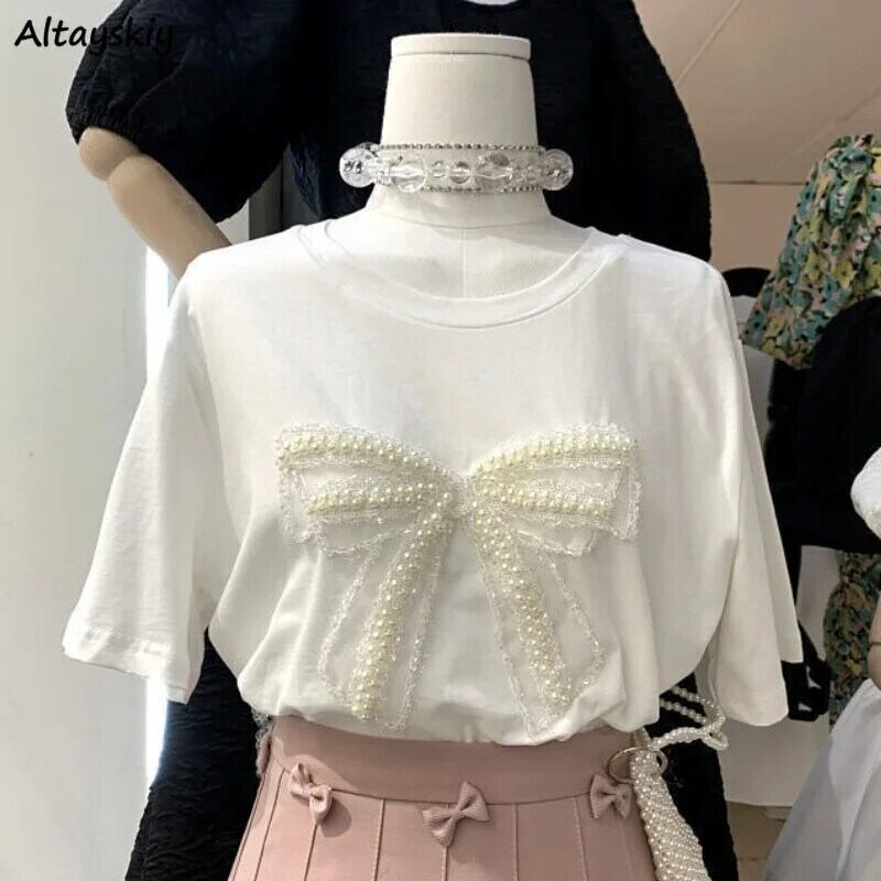 【新作】【送料無料】 Tシャツ女性刺繍フレア学生綿甘いかわいいファッションデザイナー夏毎日快適なシンプルなルーズオールマッチ 0371824773161