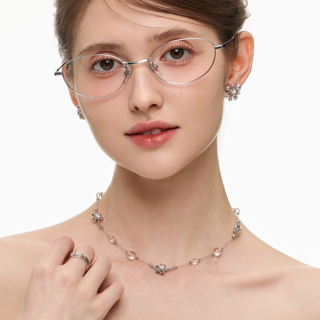Starry crystal sphere necklace