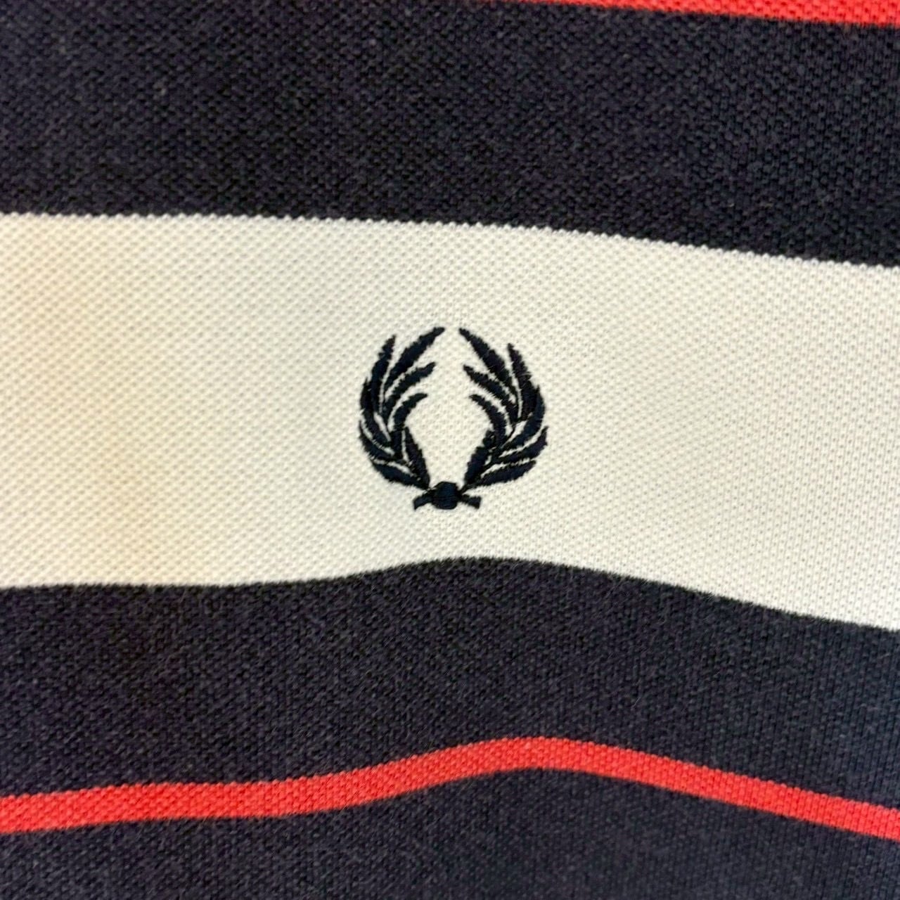 FRED PERRY フレッドペリー ポロシャツ L ボーダー 刺繍ロゴ ワン
