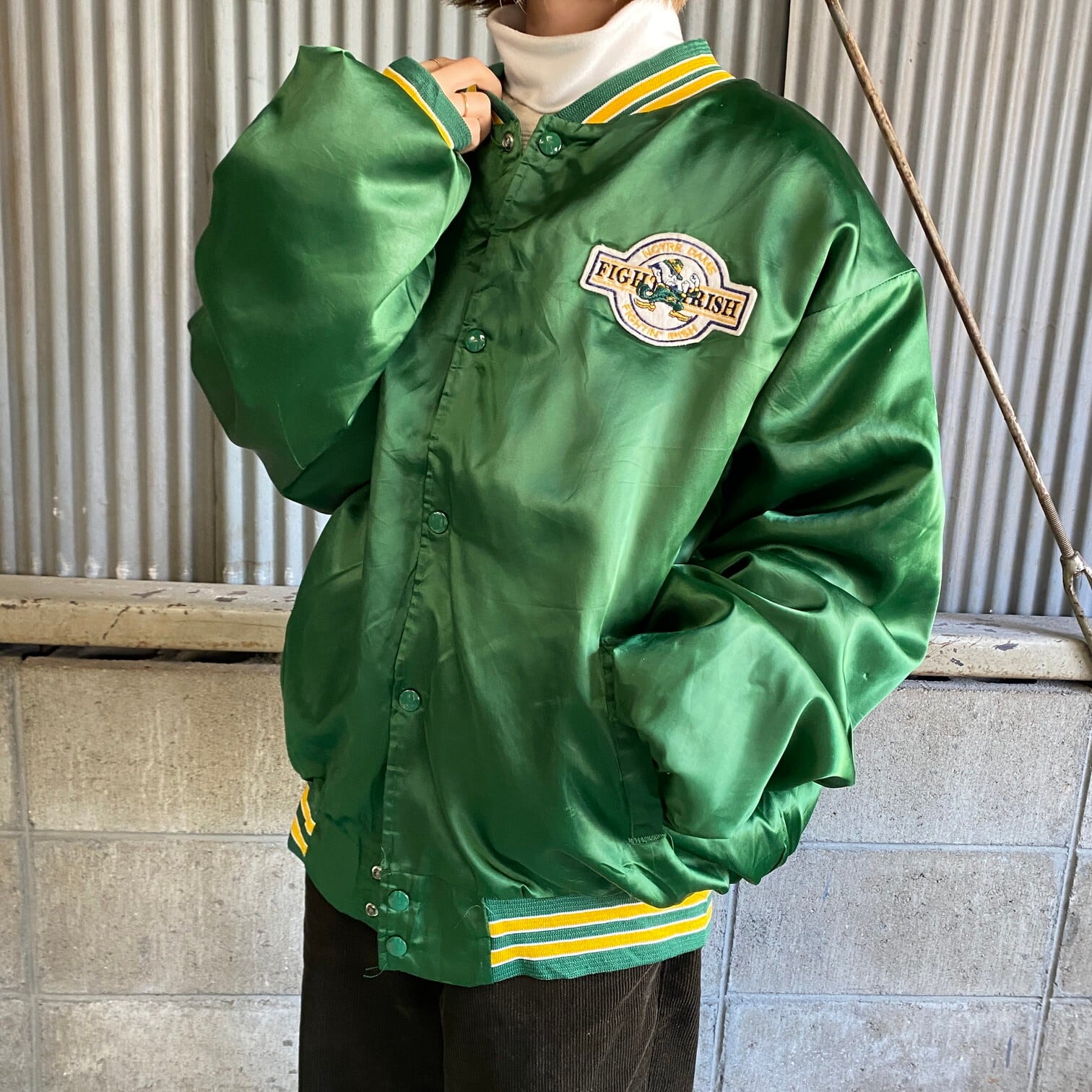90年代 USA製 ビッグサイズ ノートルダム大学 カレッジ サテン 