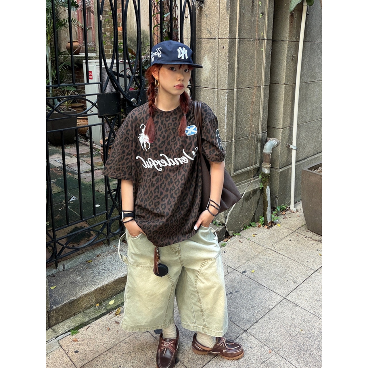 VINTAGE ストリート ヒョウ柄 Tシャツ T2178