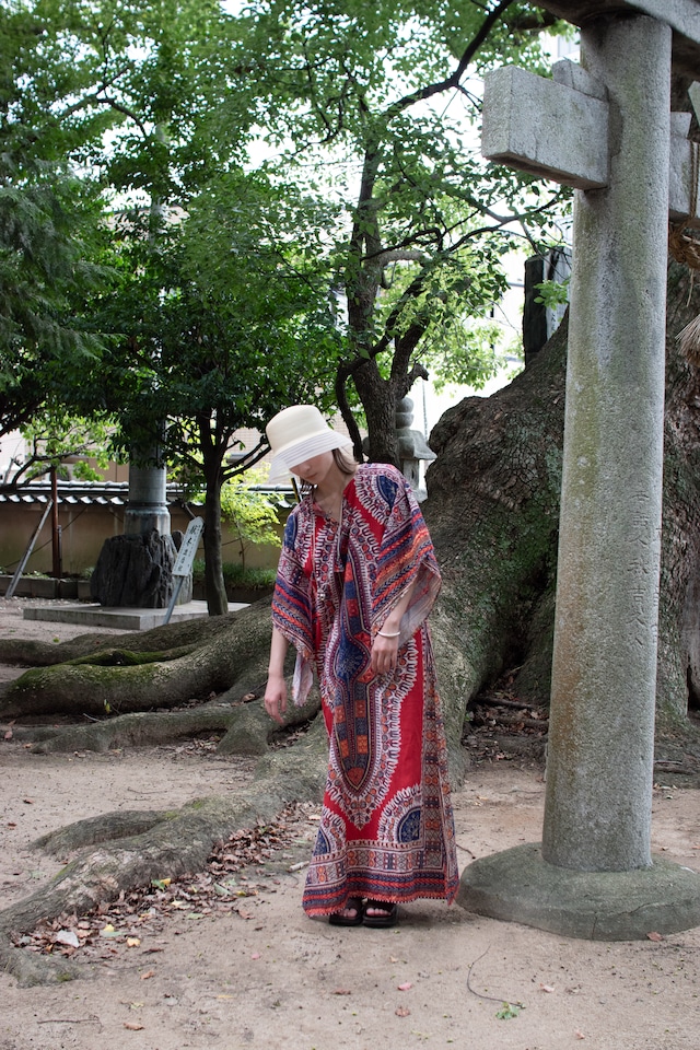 1970-80s Ethnic print caftan dress