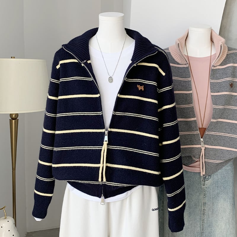 【outer】Wジップニットカーディガン Q7125