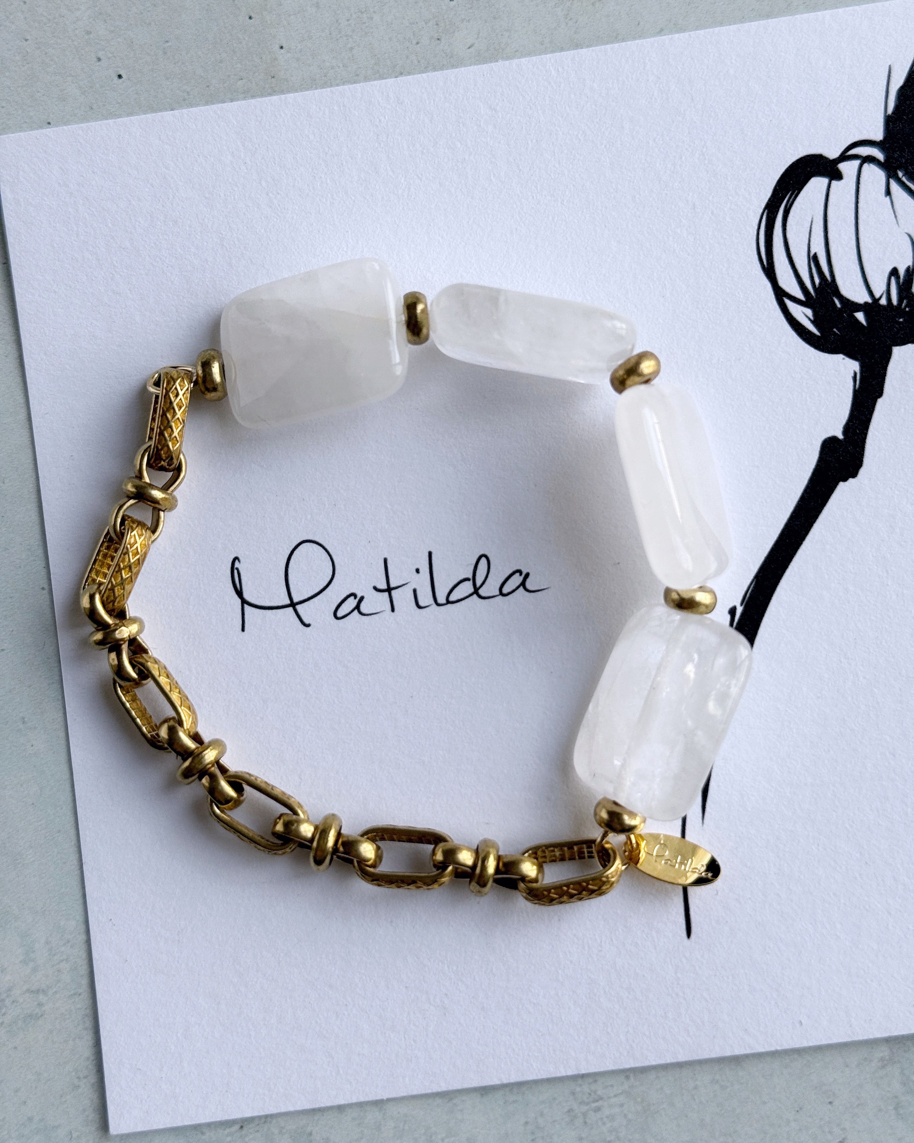 Chain & stone bracelet(クォーツ)