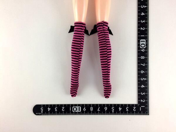 ドールアクセサリ 1/6 女性用 靴下 ストッキング 黒桃縞 BS107 - 画像2