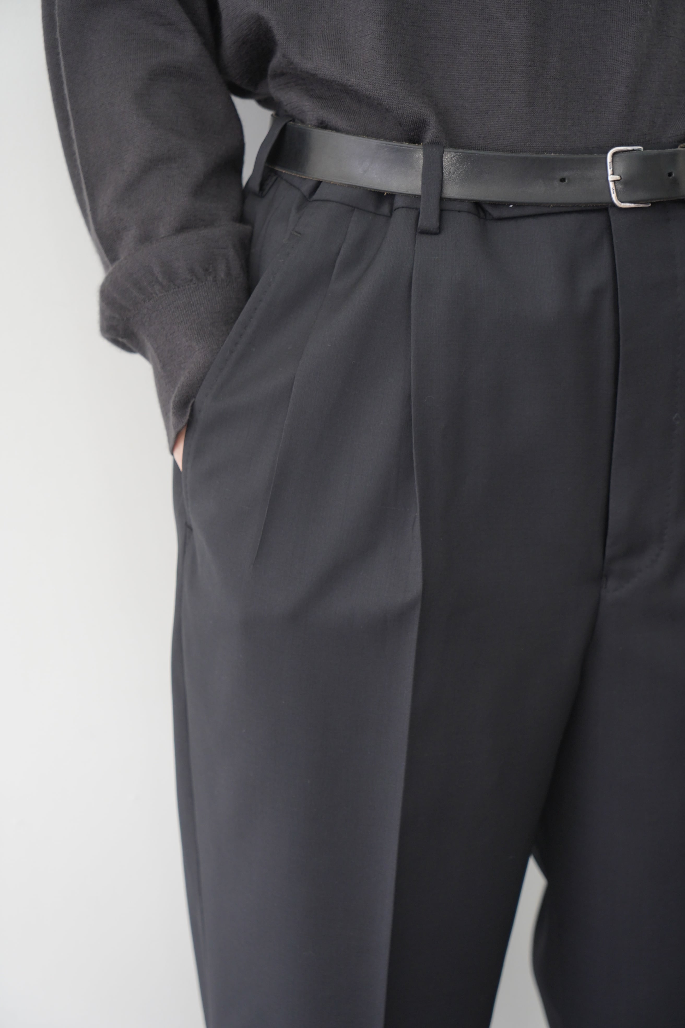 MAATEE&SONS / EX.俺たちのスラックス WOOL SILK(BLACK) | LiNN