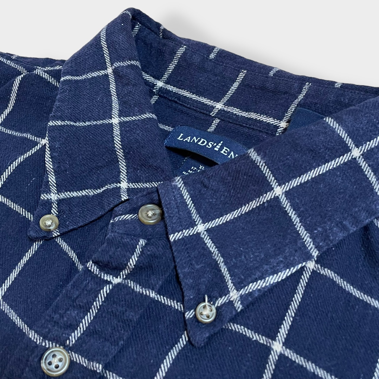 【LANDS'END】XL ビッグシルエット ライトネル フランネルシャツ ネルシャツ 長袖 チェック ボタンダウン カジュアルシャツ ランズエンド US古着