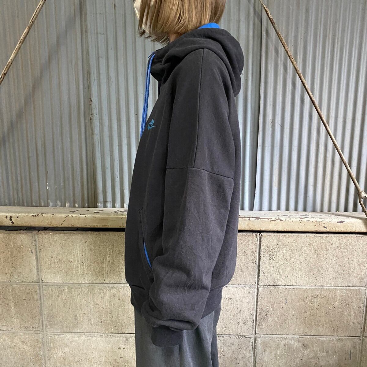 80年代 紺タグ NIKE ナイキ ハーフジップ スウェットパーカー メンズL 