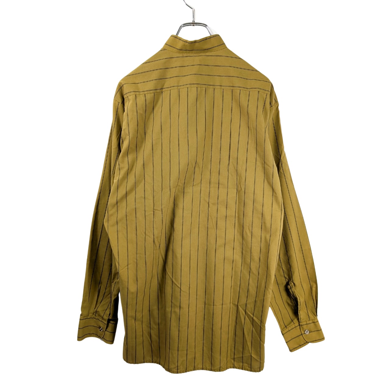 古着 レトロ シャツ 総柄 柄シャツ ガラシャツ バンドカラー ストライプ 長袖 HOOK -original-】古着風ストライプ総柄ビッグシャツ – 《公式