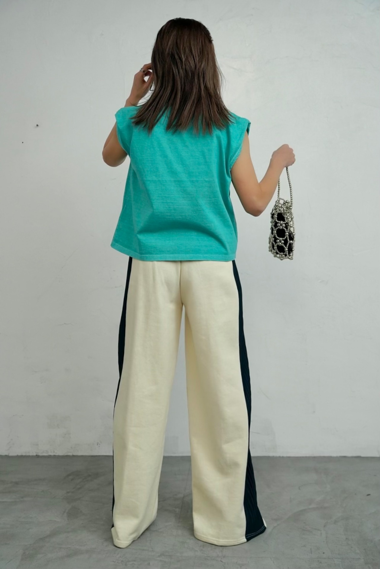 ピグメント刺繍ロゴフレンチスリーブTops/Green