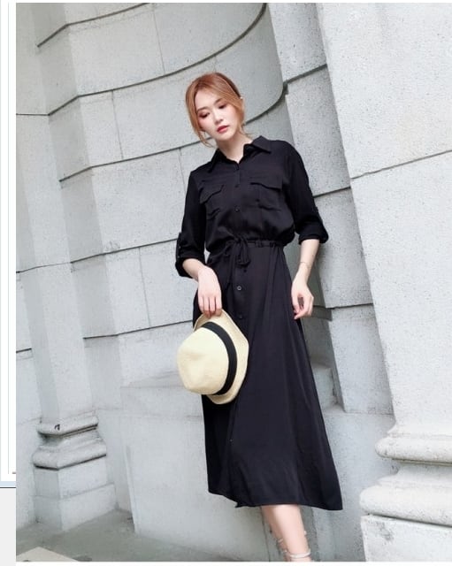 PRADA シャツワンピース ロング丈 プラダPRADA ウエストリボン黒M〜L