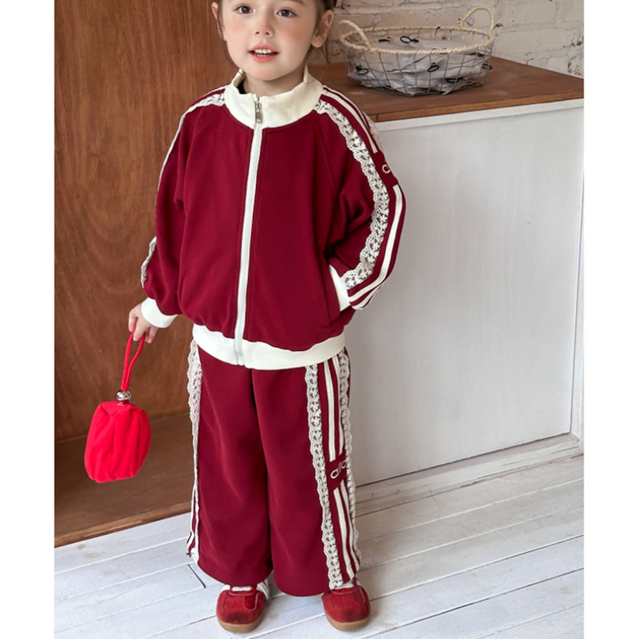 秋サイドレースジャケットパンツセット