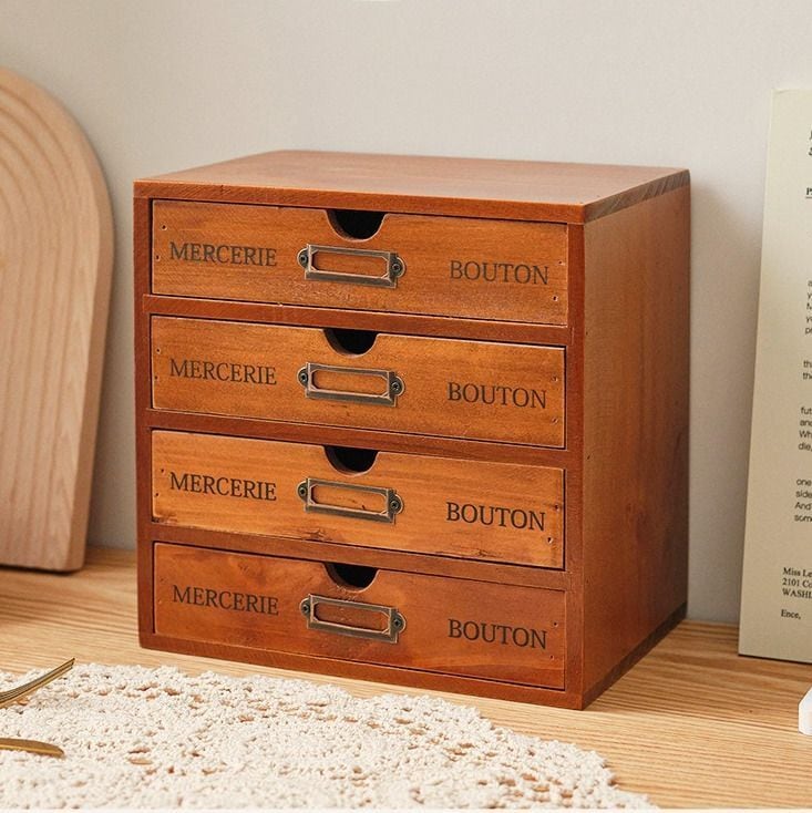 収納ボックス 木製 4段 引き出し 棚 収納ケース 小物入れ レターケース