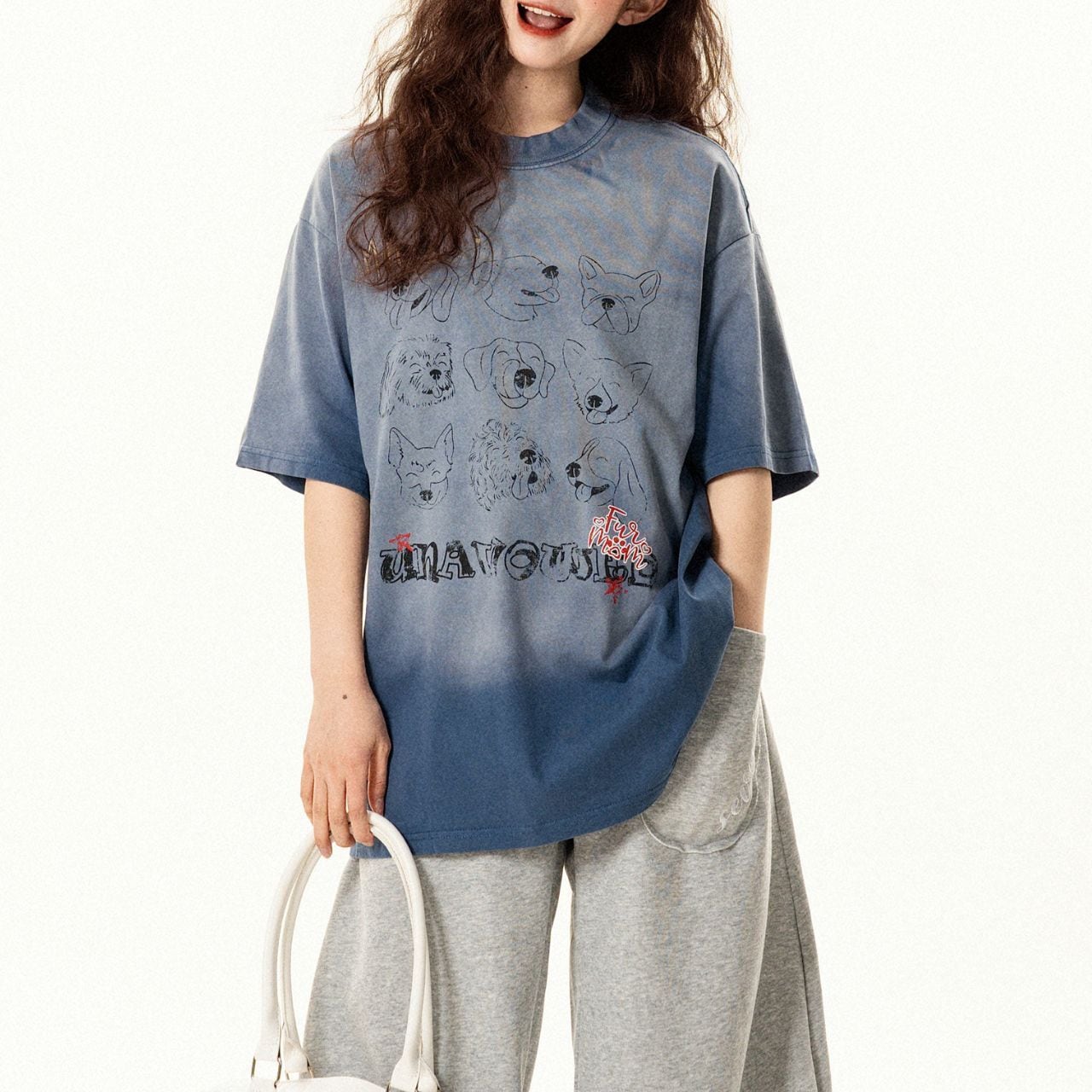 ドッグスケッチグラフィティプリントTシャツ 1col R02259