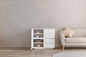 木目調デザイン キャビネット 幅79cm