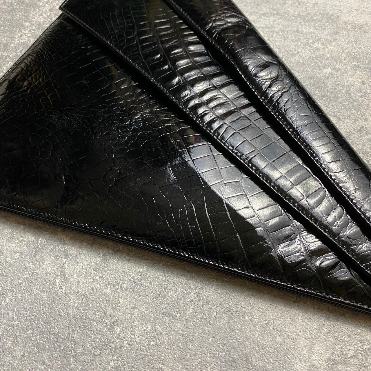 vintage VERSACE crocodile embossed double pocket clutch bag