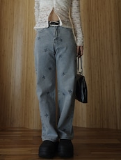 スタープリントストレートデニム