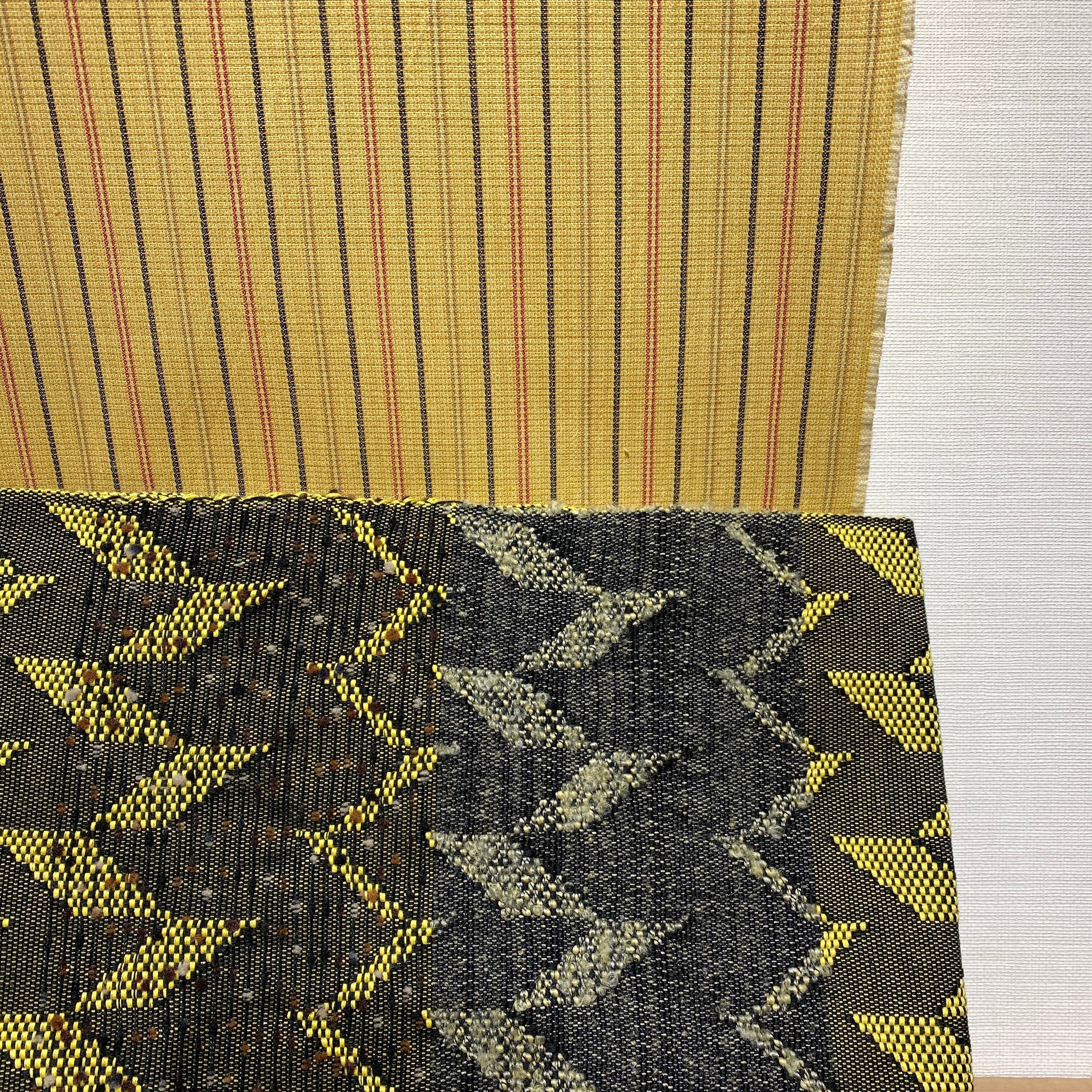 半幅帯 ハーフ＆ハーフ 矢羽・黒黄（つばらつばら） | きもののここち 透佳