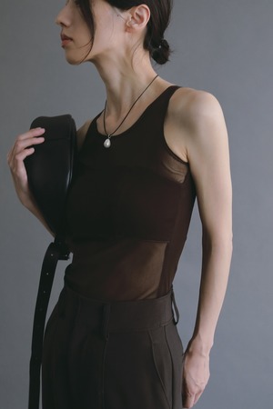 louren   sheer fitted tank シアーフィットタンク　Brown