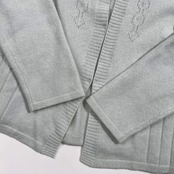 カシミヤ100% esche エッシュ ビーズ デザイン ニット カーディガン 42/ライトブルー系 レディース