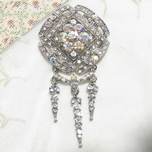 オーロララインストーンのエレガントブローチ　ヴィンテージブローチのセール通販　9305B