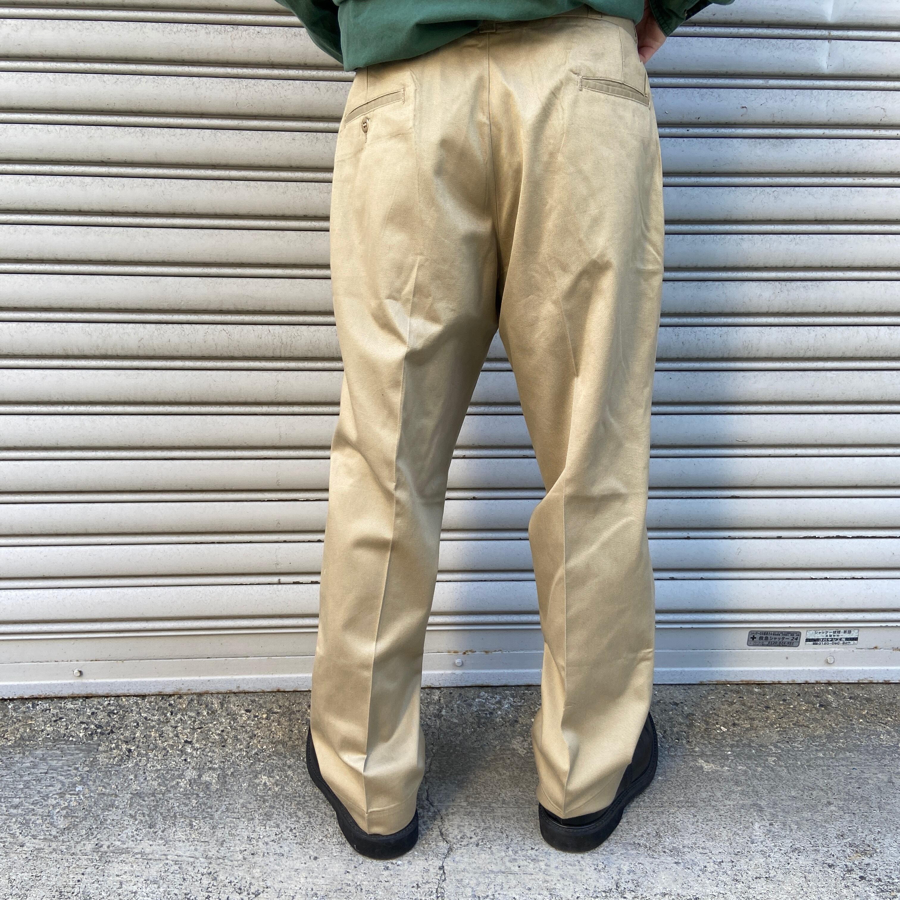 60s 米軍 US ARMY 短く ミリタリー チノ パンツ W34×L31 ベージュ 