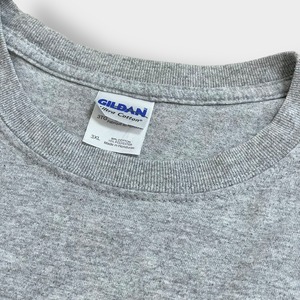 【GILDAN】消防アカデミー 3XL ビッグサイズ ワンポイント 刺繍ロゴ Tシャツ バックプリント グレー citizens fire academy 半袖 us古着