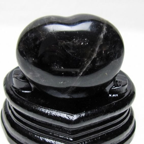 モリオン 置物 黒水晶 ハート 台座付属 一点物 155-1016