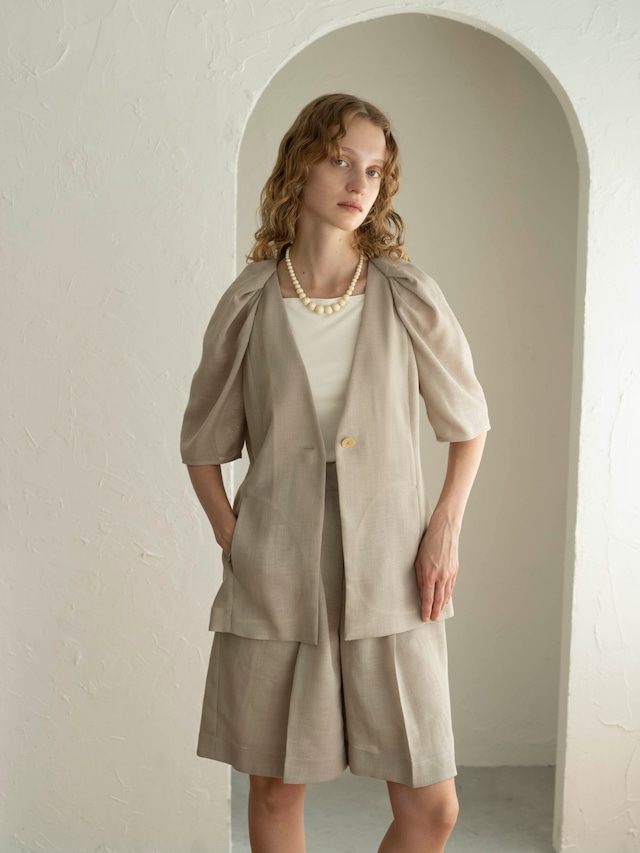 SANDY(サンディ)リネンライクメッシュキュロットパンツ A/BEIGE