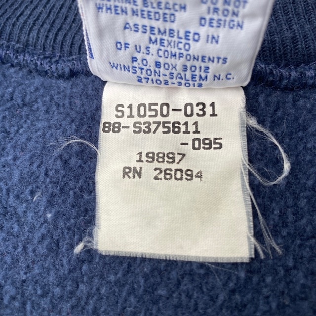 Champion リバースウィーブ スウェット 90s メキシコ製 カレッジ ネイビー ヴィンテージ古着 L 画像4