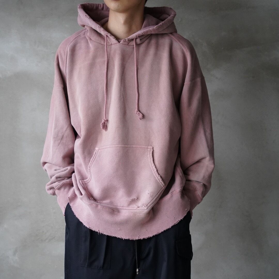 新品未使用 サイズ2 ancellm DYED DAMAGE HOODIE パーカー